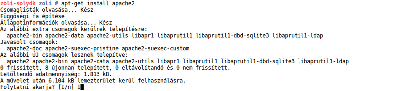 apache2 telepítése